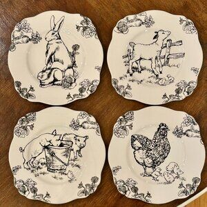 Barnyard Toile by Sadek - set of 4 plates